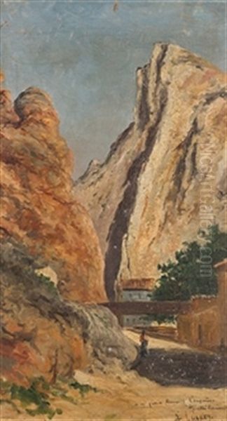 Paisaje De Alhama De Aragon Oil Painting by Agustin Lhardy Garrigues