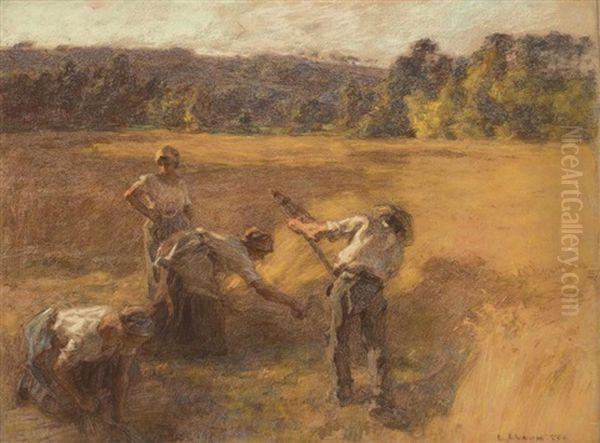 La Moisson Oil Painting by Leon Augustin L'Hermitte