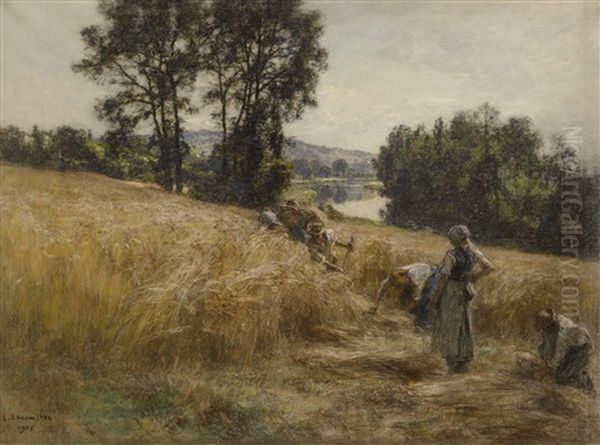 La Moisson Pres De La Marne Oil Painting by Leon Augustin L'Hermitte