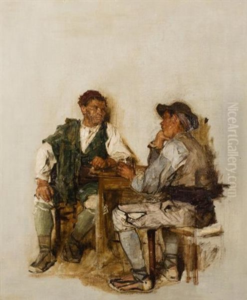 Les Contrebandiers Espagnols, 1881 Oil Painting by Leon Augustin L'Hermitte