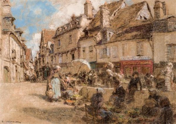 El Mercado De Bourges Oil Painting by Leon Augustin L'Hermitte