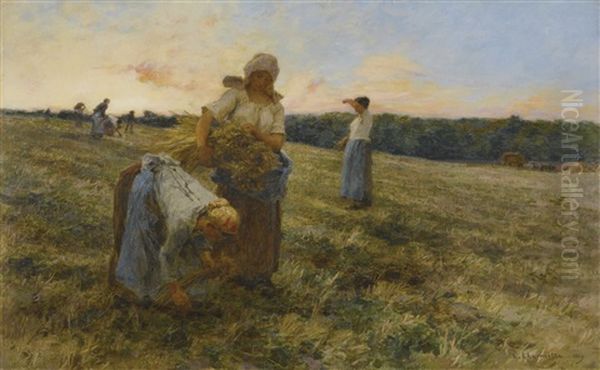 Glaneuses Le Soir Oil Painting by Leon Augustin L'Hermitte