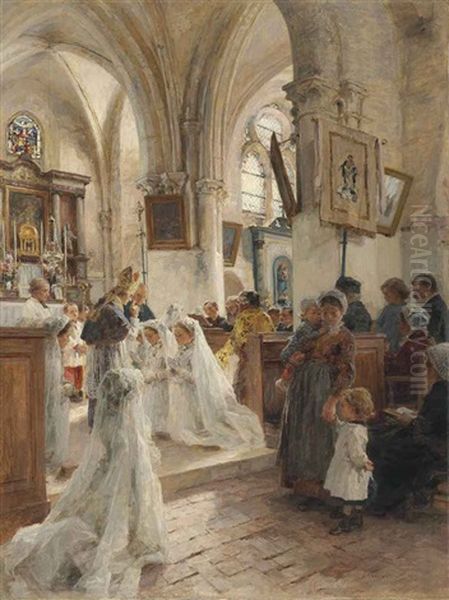 La Confirmation Oil Painting by Leon Augustin L'Hermitte