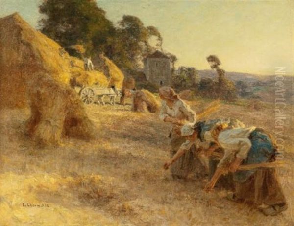 Glaneuses En Avant De Vieilles Meules by Leon Augustin L'Hermitte