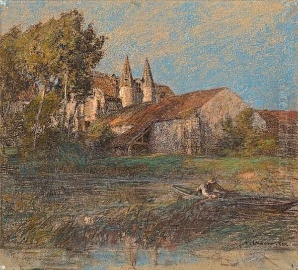 Le Chateau D'armentieres D'ourq Oil Painting by Leon Augustin L'Hermitte