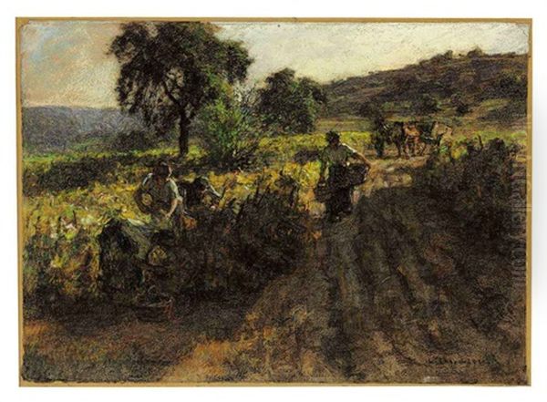 Les Vignes Au Soleil Oil Painting by Leon Augustin L'Hermitte