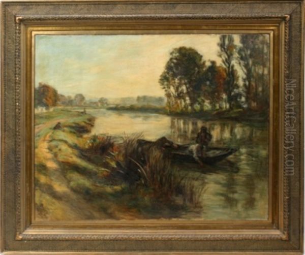 In A Boat Oil Painting by Leon Augustin L'Hermitte