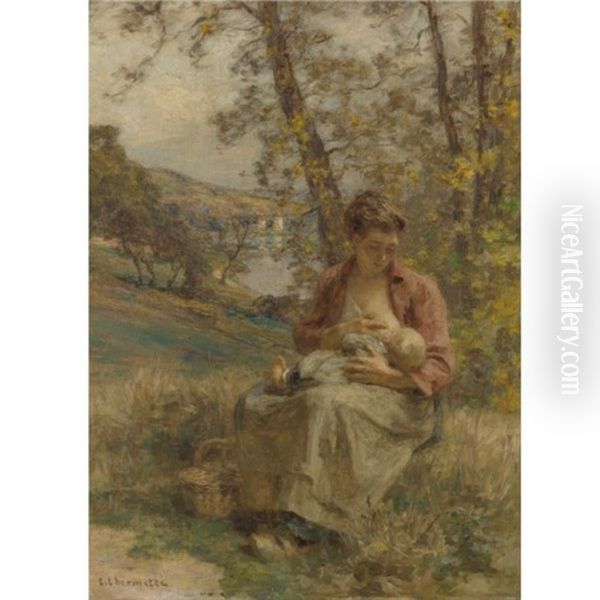 The Young Mother Oil Painting by Leon Augustin L'Hermitte