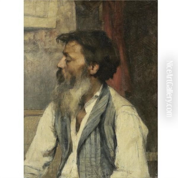 Portrait Of A Man Oil Painting by Leon Augustin L'Hermitte