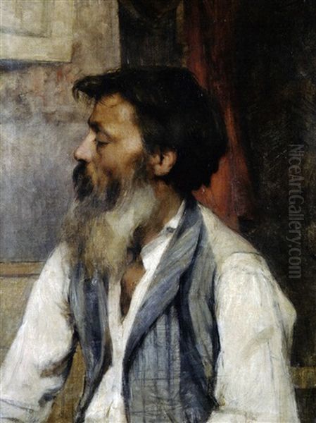 Autoportrait Oil Painting by Leon Augustin L'Hermitte