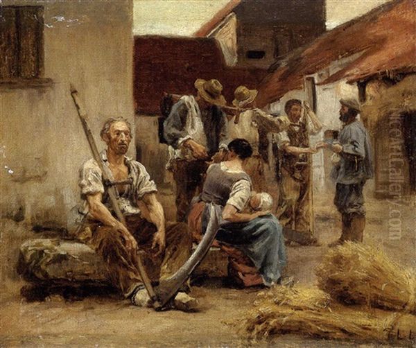 La Paye Des Moissoneurs (study) Oil Painting by Leon Augustin L'Hermitte