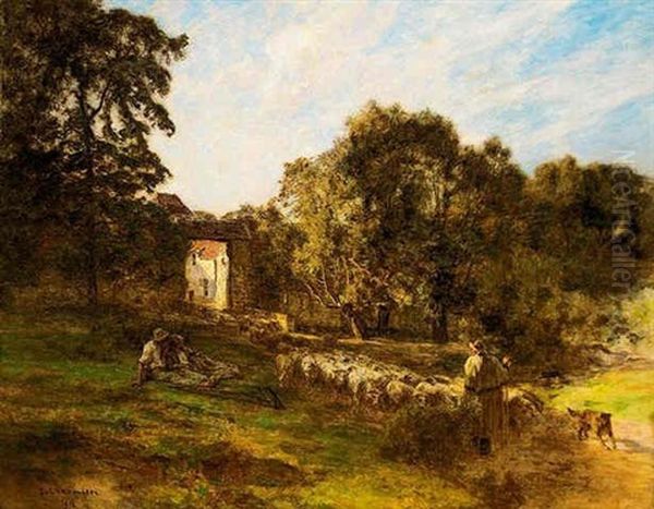 Paysage Champetre Oil Painting by Leon Augustin L'Hermitte