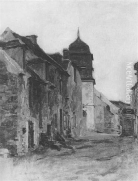 La Rue Haute De Mont-saint-pere by Leon Augustin L'Hermitte