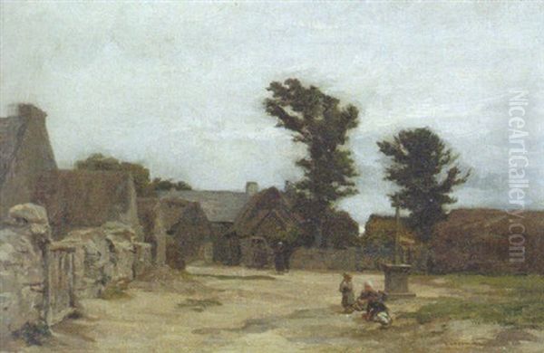 Un Village Dans Le Finistere Nord, Kersaint Oil Painting by Leon Augustin L'Hermitte