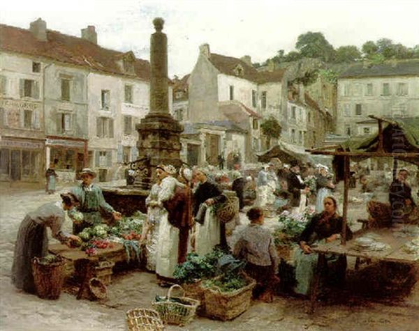 Le Marche De Chateau-thierry Oil Painting by Leon Augustin L'Hermitte