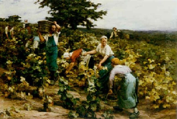 Harvest Time, Mont-saint-pere Oil Painting by Leon Augustin L'Hermitte