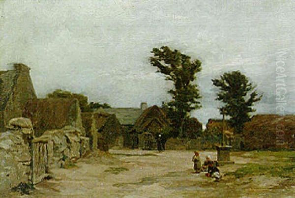 Un Village Dans Le Finistere Nord, Kersaint Oil Painting by Leon Augustin L'Hermitte