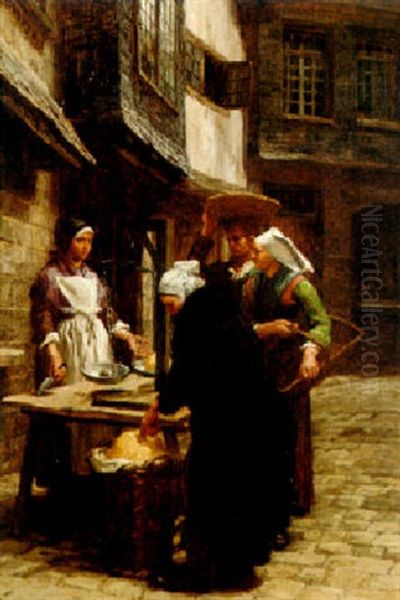 The Butter Seller, Morlaix Oil Painting by Leon Augustin L'Hermitte