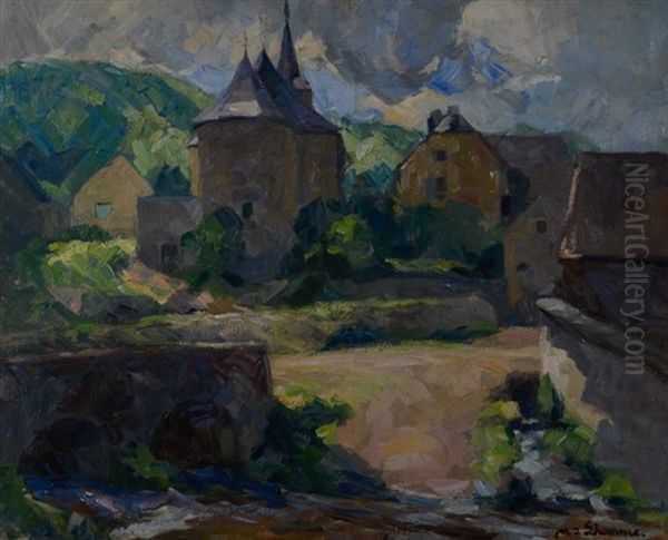 La Molignee Oil Painting by Modeste Jean Lhomme