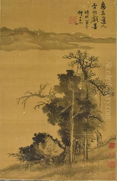 Attributed To Li Kan (1245-1320) Oil Painting by  Li Kan