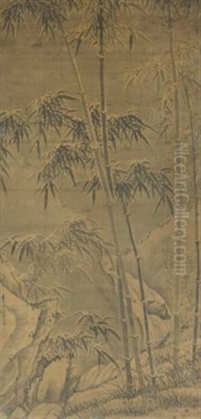 Bamboo In The Snow Oil Painting by  Li Rihua