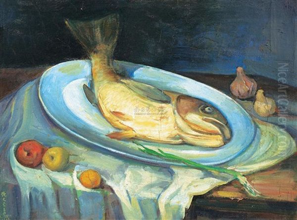 Fish Oil Painting by  Li Tiefu