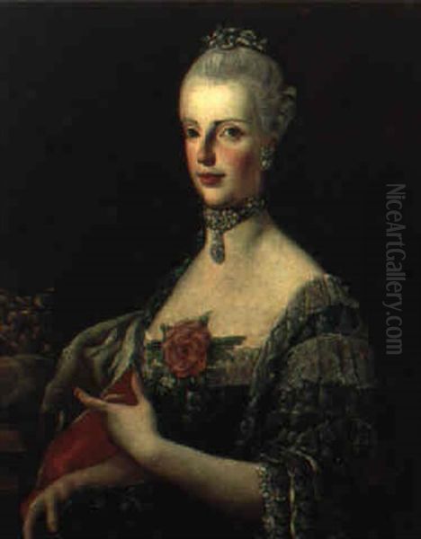 Ritratto Di Maria Carolina Di Borbone, Regina Di Napoli, Con La Corona Oil Painting by Francesco Liani