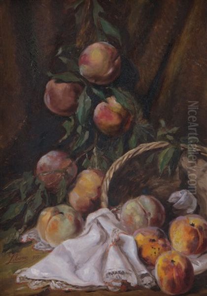 Natura Morta Di Pesche Oil Painting by Cesare Libano