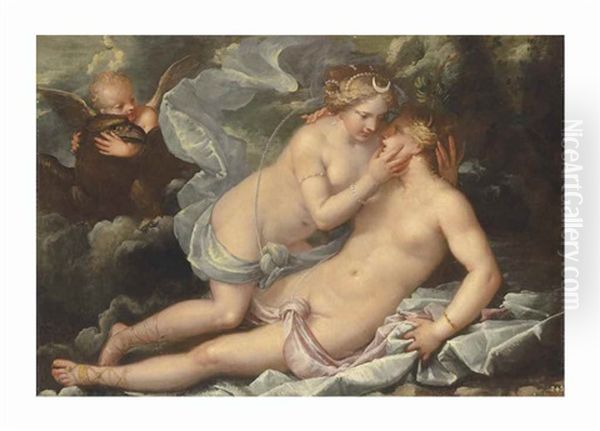 Jupiter In The Guise Of Diana And The Nymph Callisto Oil Painting by Pietro (Libertino) Liberi