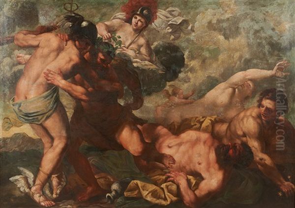 Scene De Combat Avec Mercure Oil Painting by Pietro (Libertino) Liberi