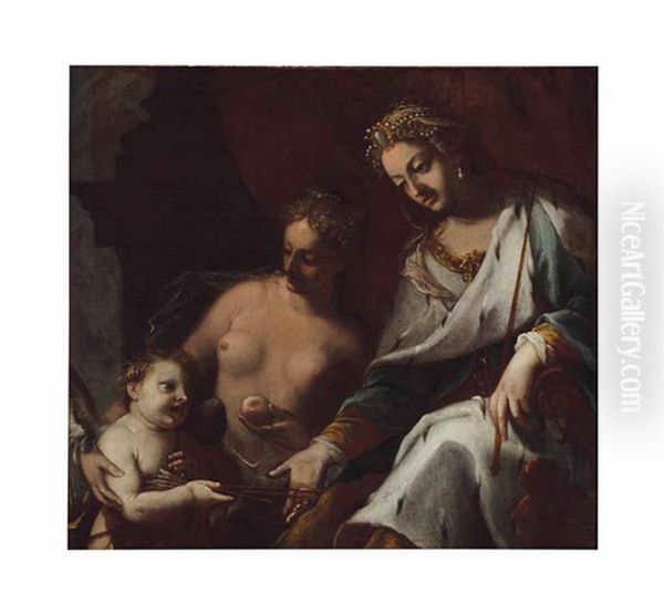 Venus, Juno And Cupid Oil Painting by Pietro (Libertino) Liberi