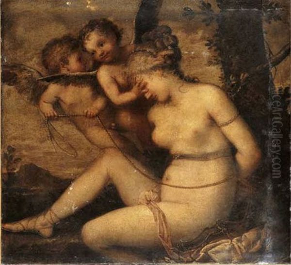 Venus Being Bound By Two Putti by Pietro (Libertino) Liberi