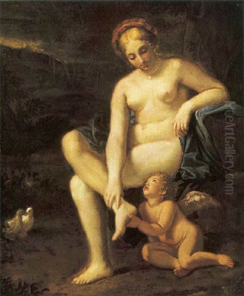 Venere E Amore Oil Painting by Pietro (Libertino) Liberi