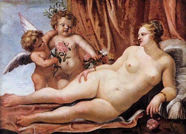 Venere E Amorini Oil Painting by Pietro (Libertino) Liberi