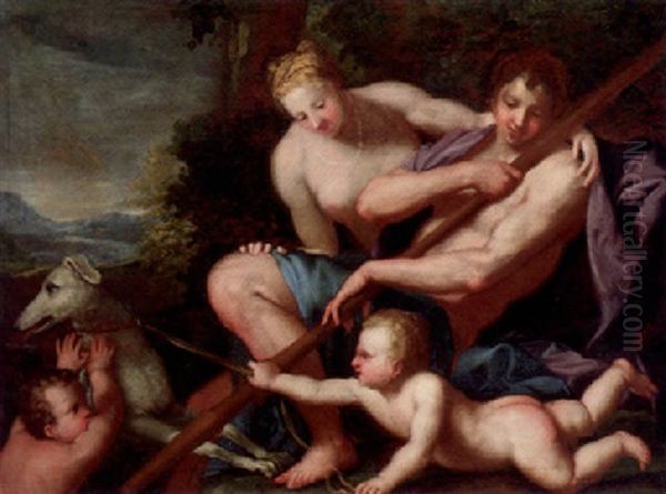 Venus And Adonis Oil Painting by Pietro (Libertino) Liberi