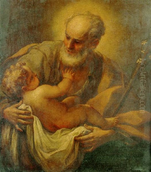 Saint Joseph And The Christ Child Oil Painting by Pietro (Libertino) Liberi