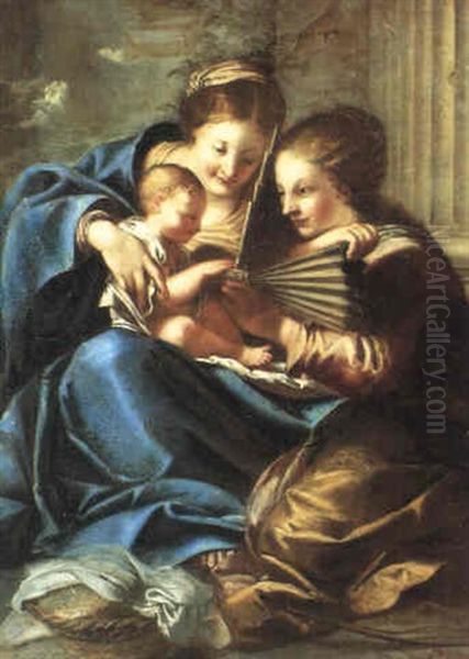 La Madonna Col Bambino E Santa Cecilia Oil Painting by Pietro (Libertino) Liberi