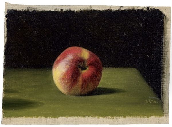 Apfel Auf Grunem Grund (+ Rosafarbene Dahlie; 2 Works) Oil Painting by Betzy Marie Petrea Libert