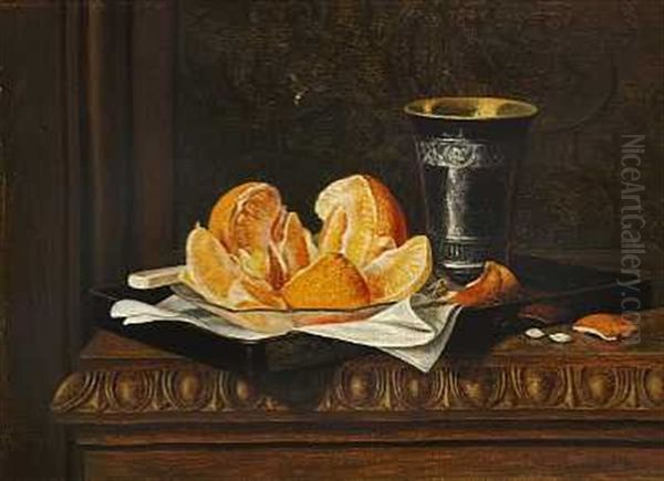 Appelsin Og Solvkrus Pa En Bakke Oil Painting by Betzy Marie Petrea Libert