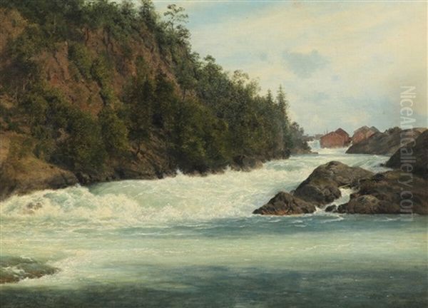 Landscape With Roaring River, Probably Norway Oil Painting by Georg Emil Libert