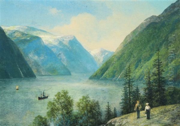 A Norwegian Scenery From Hardanger Oil Painting by Georg Emil Libert