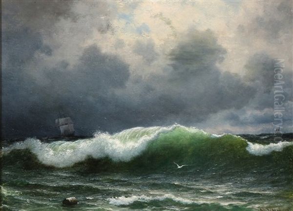 Breaking Waves Oil Painting by Georg Emil Libert