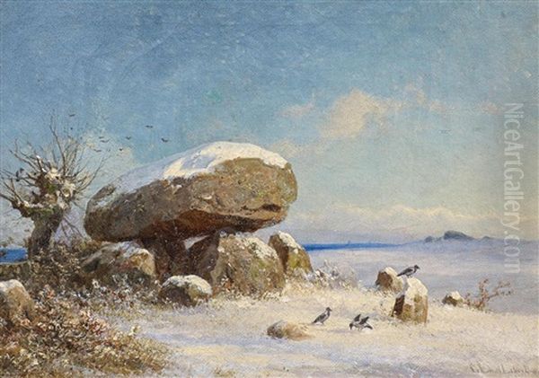 Hunengrab Im Winter Oil Painting by Georg Emil Libert