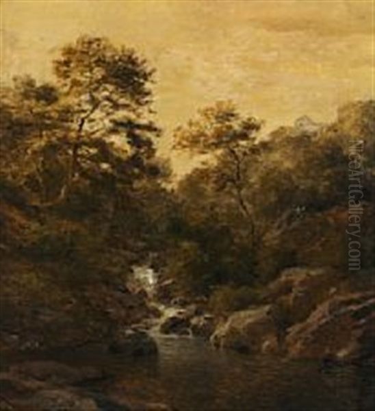 Landscape With Source Between Trees Oil Painting by Georg Emil Libert