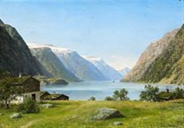 View From Hardanger Fjord, Norway Oil Painting by Georg Emil Libert