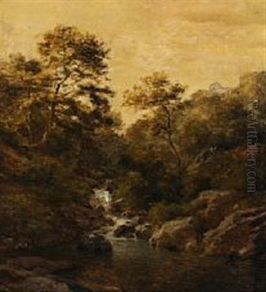 Landscape With Source Between Trees Oil Painting by Georg Emil Libert