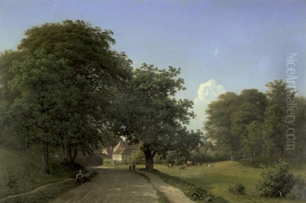 Sommerliche Idylle Am Dyrehaven Nordlich Von Kopenhagen Oil Painting by Georg Emil Libert