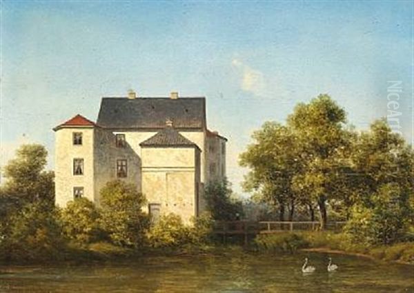 Summer Day At Brundlund Castle Oil Painting by Georg Emil Libert