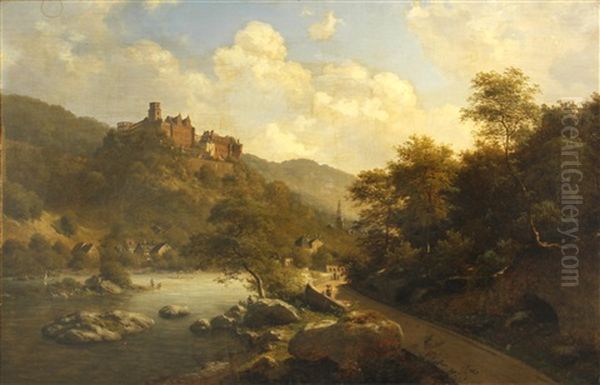 A View Of Heidelberg Oil Painting by Georg Emil Libert