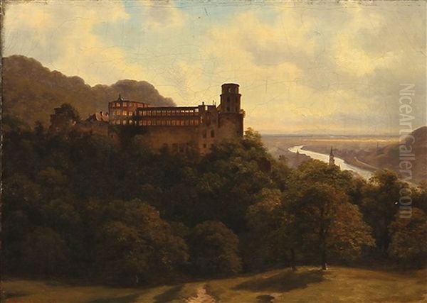 Landscape With A Castle Oil Painting by Georg Emil Libert